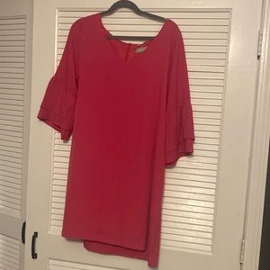 Pink above the knee dress.